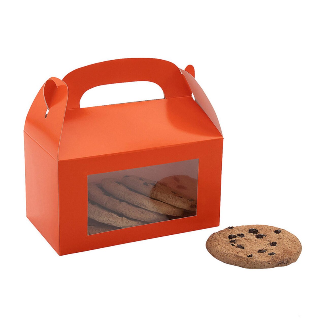 6" x 7" Orange Cardstock Treat Boxes with Display Window Set of 12